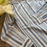 Camicia coreana righe azzurro DK600