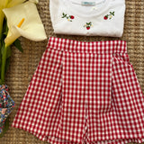 Gonna pantalone LAB vichy bianco e rosso