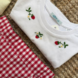T-shirt LAB mezza manica ricamata a mano fragole