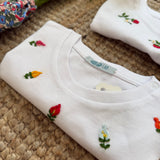 T-shirt LAB mezza manica ricamata a mano fiori colorati