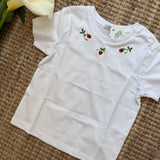 T-shirt LAB mezza manica ricamata a mano fragole