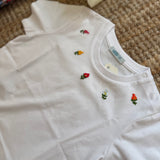 T-shirt LAB mezza manica ricamata a mano fiori colorati