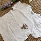T-shirt LAB mezza manica ricamata a mano bouquet