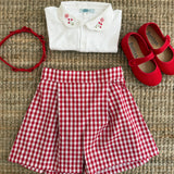 Gonna pantalone LAB vichy bianco e rosso