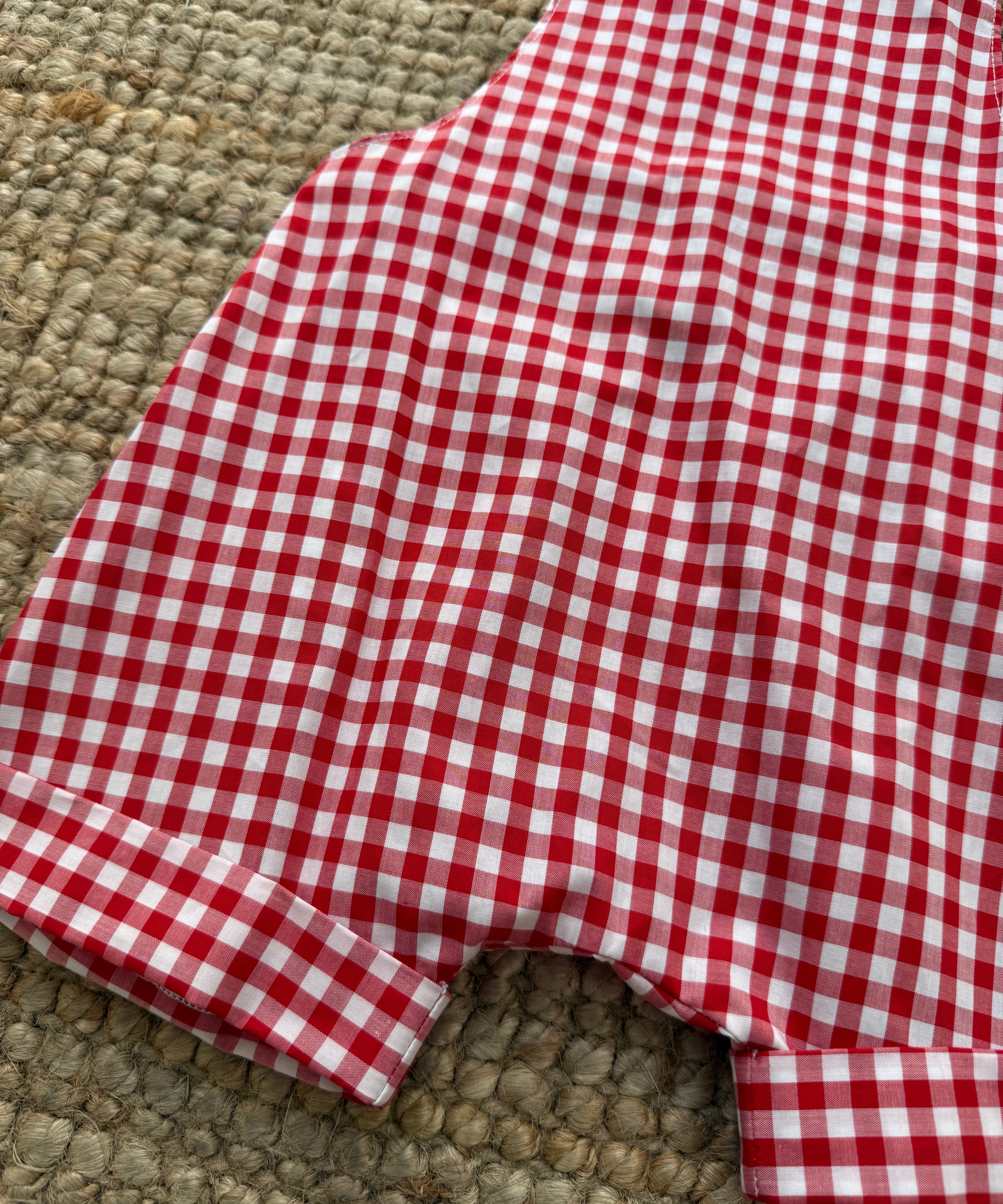 Salopette LAB micro vichy rosso e bianco