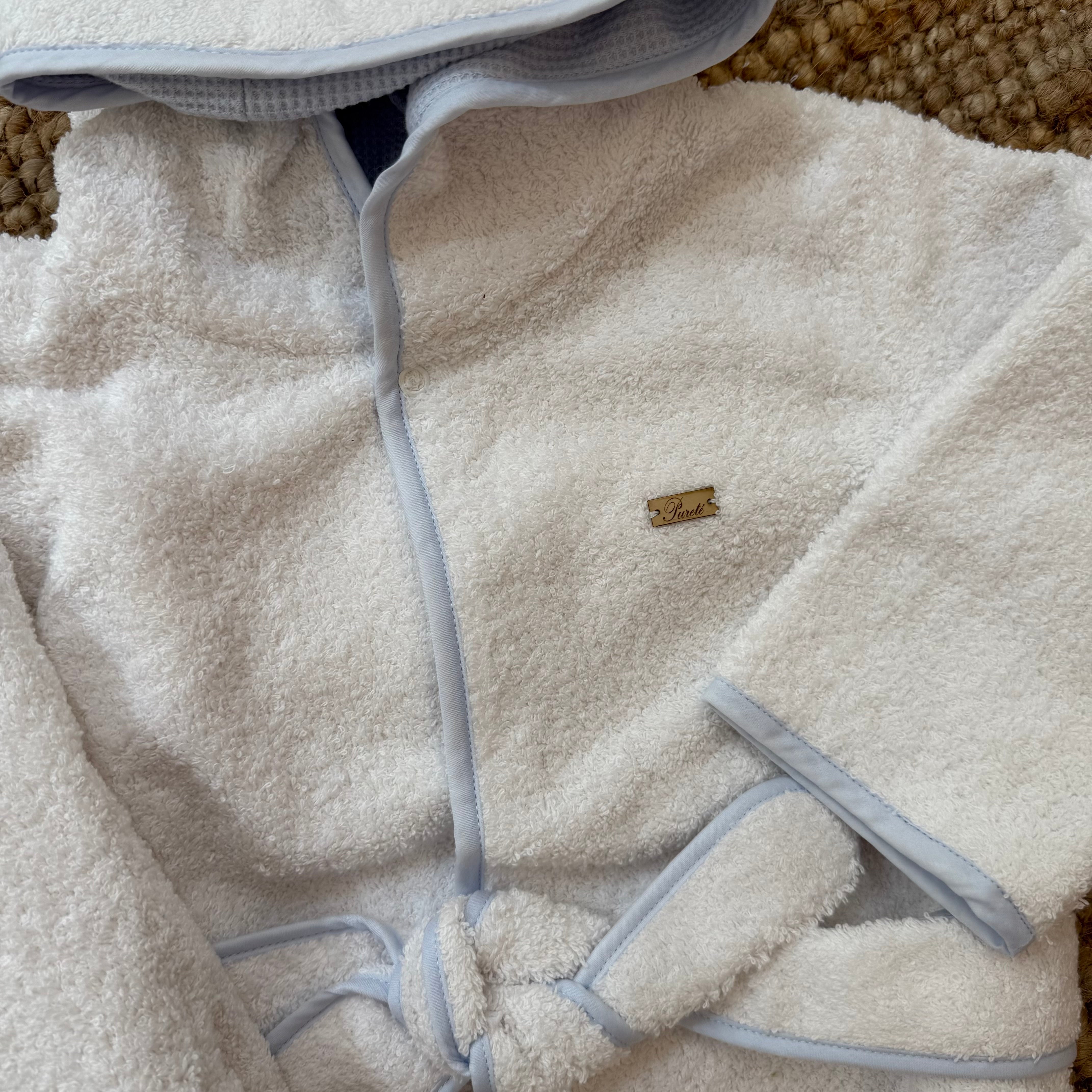 Accappatoio newborn bordatura azzurro