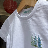T-shirt LAB mezza manica ricamata a mano fiori azzurri