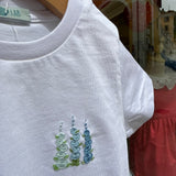 T-shirt LAB mezza manica ricamata a mano fiori azzurri
