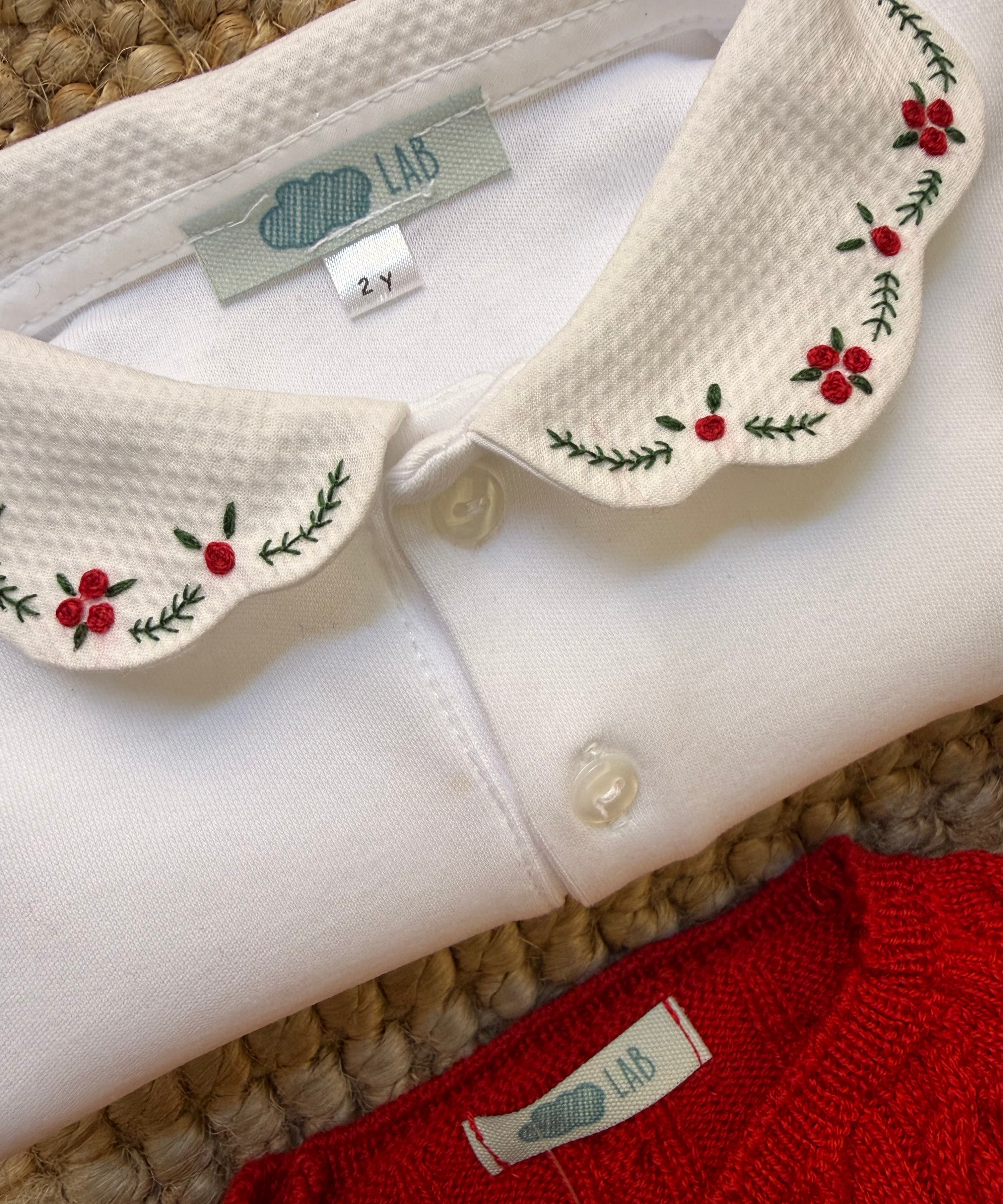 Polo LAB con colletto cappe piquet inverno ricamato a mano