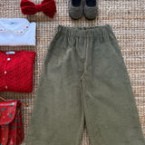 Pantalone palazzo cappe LAB in velluto a microcostine verde muschio