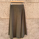 Gonna donna LAB a ruota in velluto microcostine verde militare