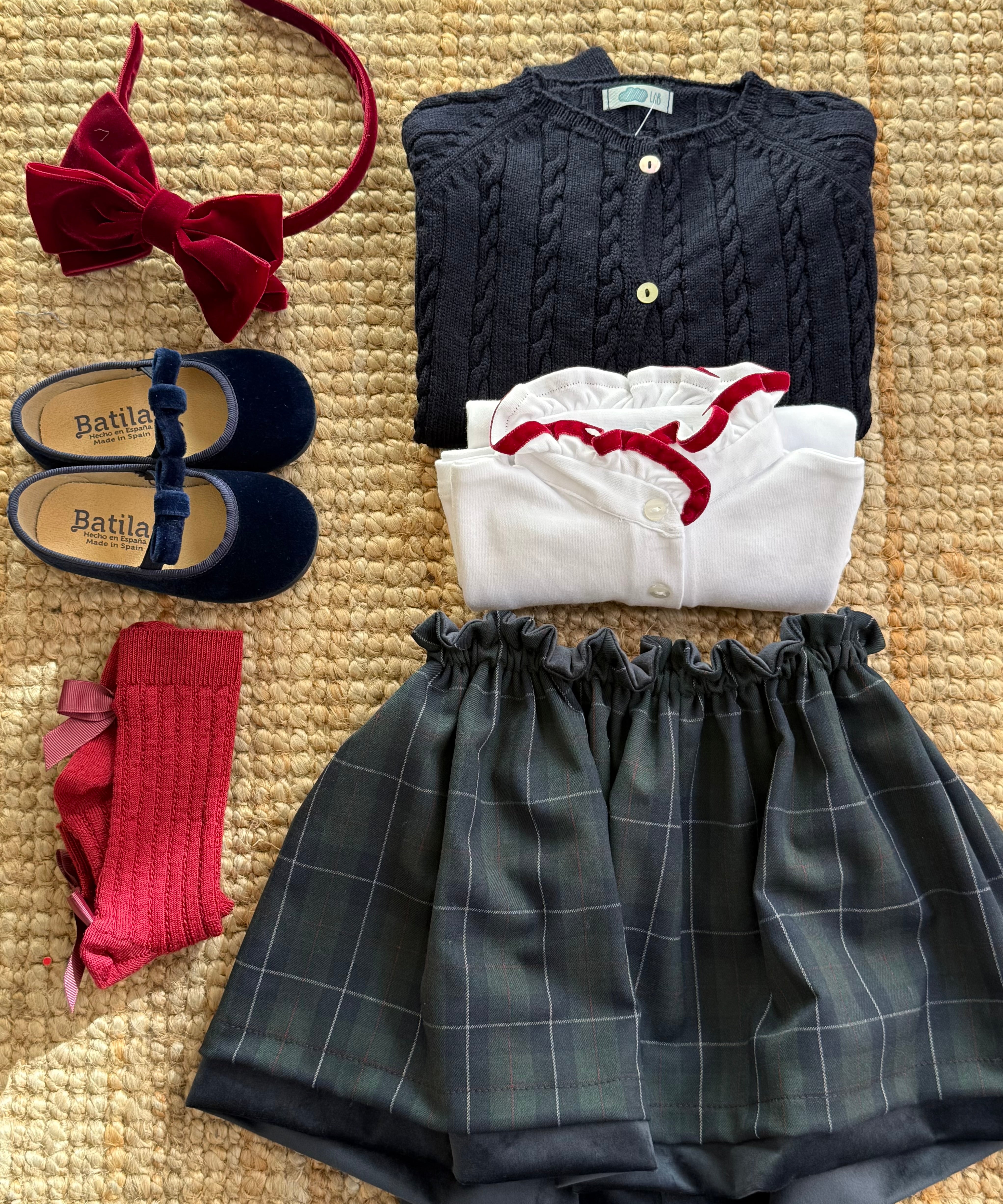Gonna LAB reversibile tartan blu e verde + velluto blu