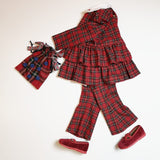 LAB tartan complete double ruffle jacket and flared trousers