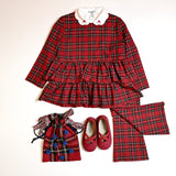 LAB tartan complete double ruffle jacket and flared trousers