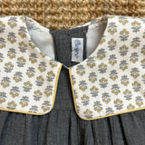 Gray dress maxi square collar pattern