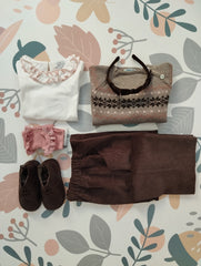 Pantalone LAB wide leg in velluto a costine castagna