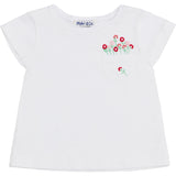 T-shirt mezza manica con fiori ricamati sul taschino SCCM061CAJJ