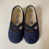 Ballerina Shoes With Crossed Elastic Blue Linen art 128/144