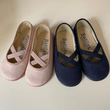 Scarpe ballerine elastico incrociato lino rosa cipria art 128/144