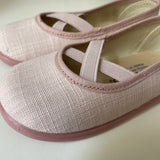 Scarpe ballerine elastico incrociato lino rosa cipria art 128/144