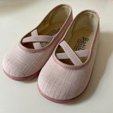 Scarpe ballerine elastico incrociato lino rosa cipria art 128/144